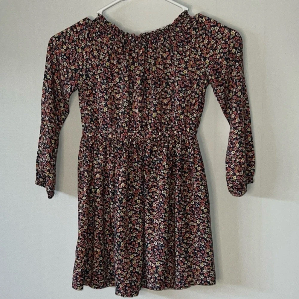Carters Floral Smocked Dress Girls Size 5/5A Long Sleeve Multicolor Colorful.